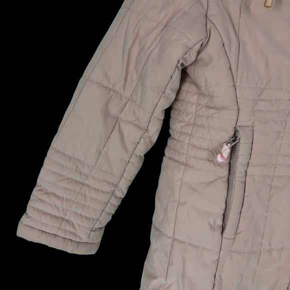 Girls SZ 10 Long Fleece Lined Puffer Coat w/Hood Full Zip Front and Pockets - Picture 5 of 8